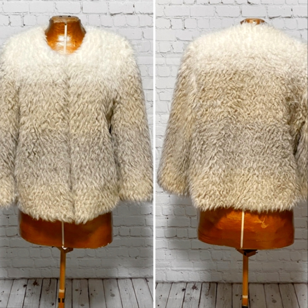 Champagne Beige Shag Fur Ombre Jacket